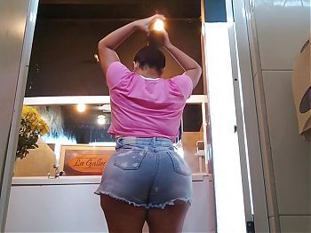 Big Ass Woman Trapped in Restaurant Bathroom