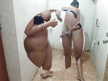 Bhabhi suddenly entry bathroom without knock the door  Hard-core sex .