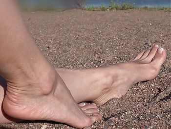 foot play on beach