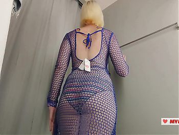 Try On Haul Transparent Clothes with huge tits, at the dressing room. Look at me in the fitting room