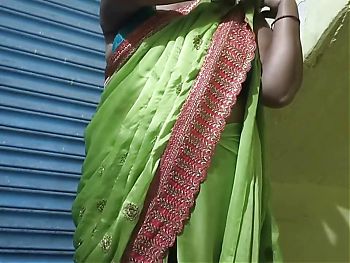 My Indian stepmom dress remove and saree wear my front side I see and record video 