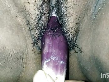 Newly young bhabhi double brinjal cucumber fuck in pussy and ass. Moaning bhabhi put brinjal cucumber in pussy and ass